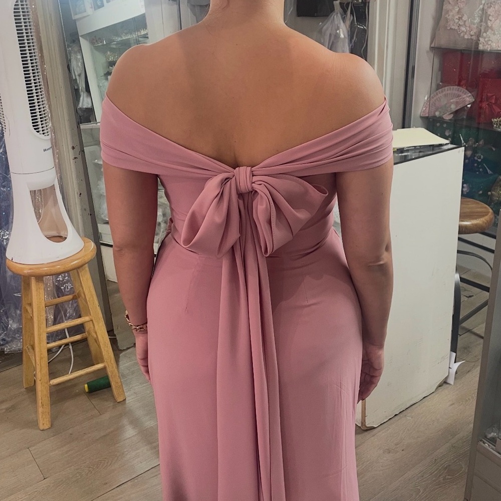 Chic Blush Draped Wedding Dress - Picture 6 of 6